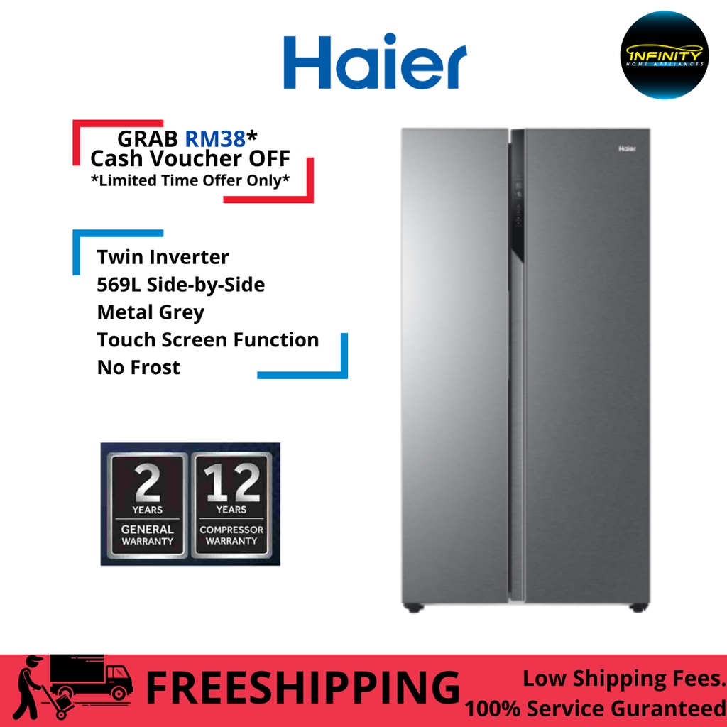 HAIER SIDE BY SIDE FRIDGE HSR3918FNPG PETI AIS 569L Shopee Malaysia