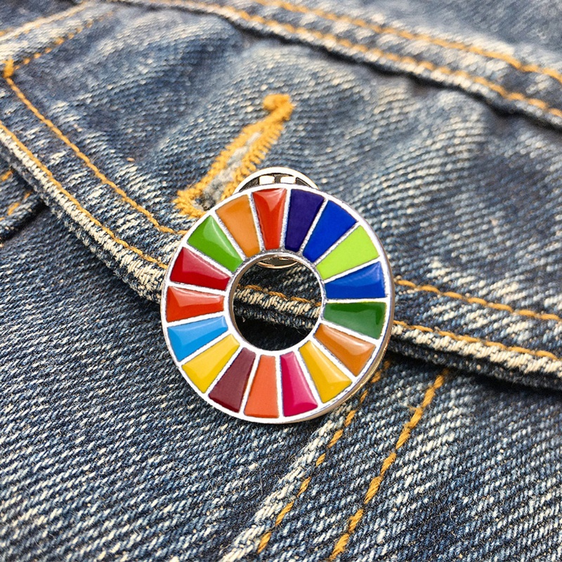 Seas Fashion United Nations SDGs Rainbow Pin Badge Banquet Scarf Enamel Pins Charms The