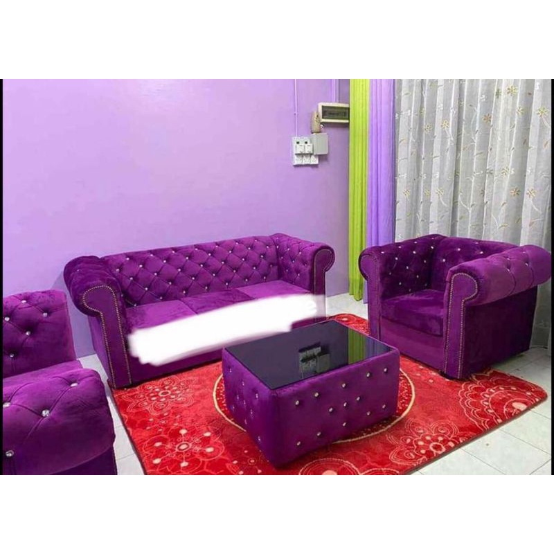 TERMURAH🔥SOFA CHESTERFIELD 3+2+1+MEJA KOPI WITH MIRROR KEDAI KELANTAN