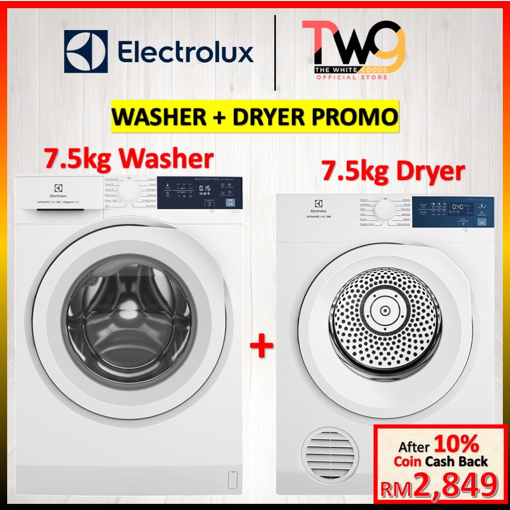 [Secure Delivery] COMBO Electrolux 7.5KG Front Load Washer EWF7524D3WB