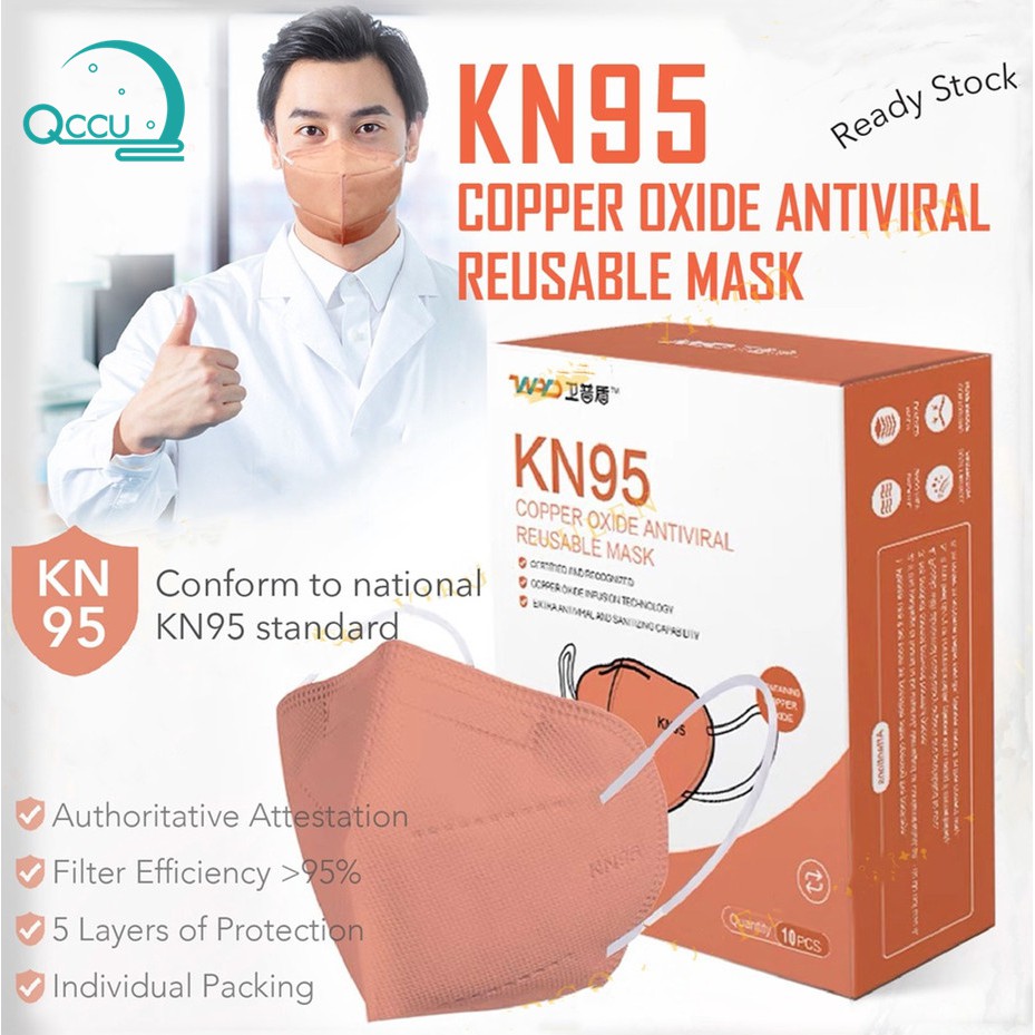 [Ship 24 Hrs] WPD COPPER OXIDE 5PLY KN95 MASK Reusable 60 times WPD