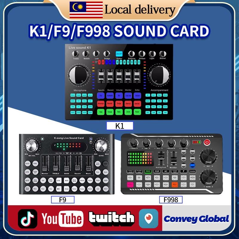 👫[Local Stock]Upgraded F998/F9/K1 Sound Card mic Sound Mixer Sound Card
