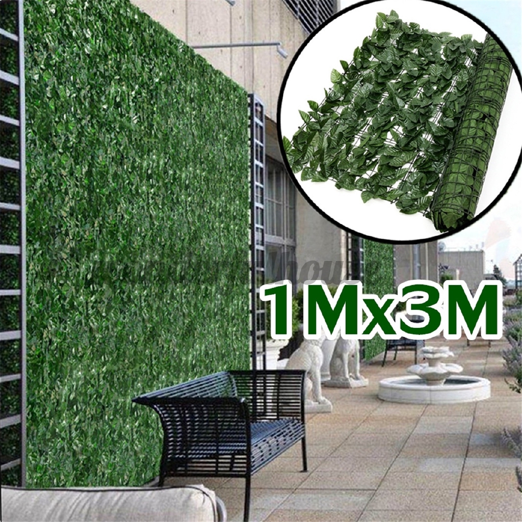 Ready 1*3m Artificial Grass Fence Faux Hedge Ivy Leaf Privacy Fence