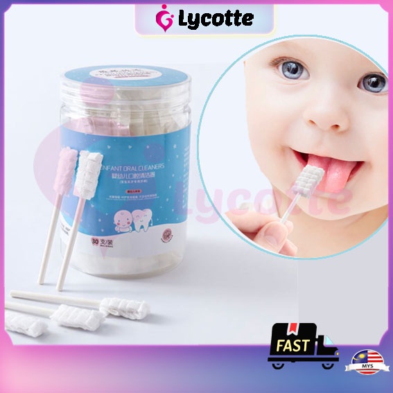 30 Sticks Baby Cotton Swab Mouth Tongue Cleaner Oral Cleaner Oral Stick