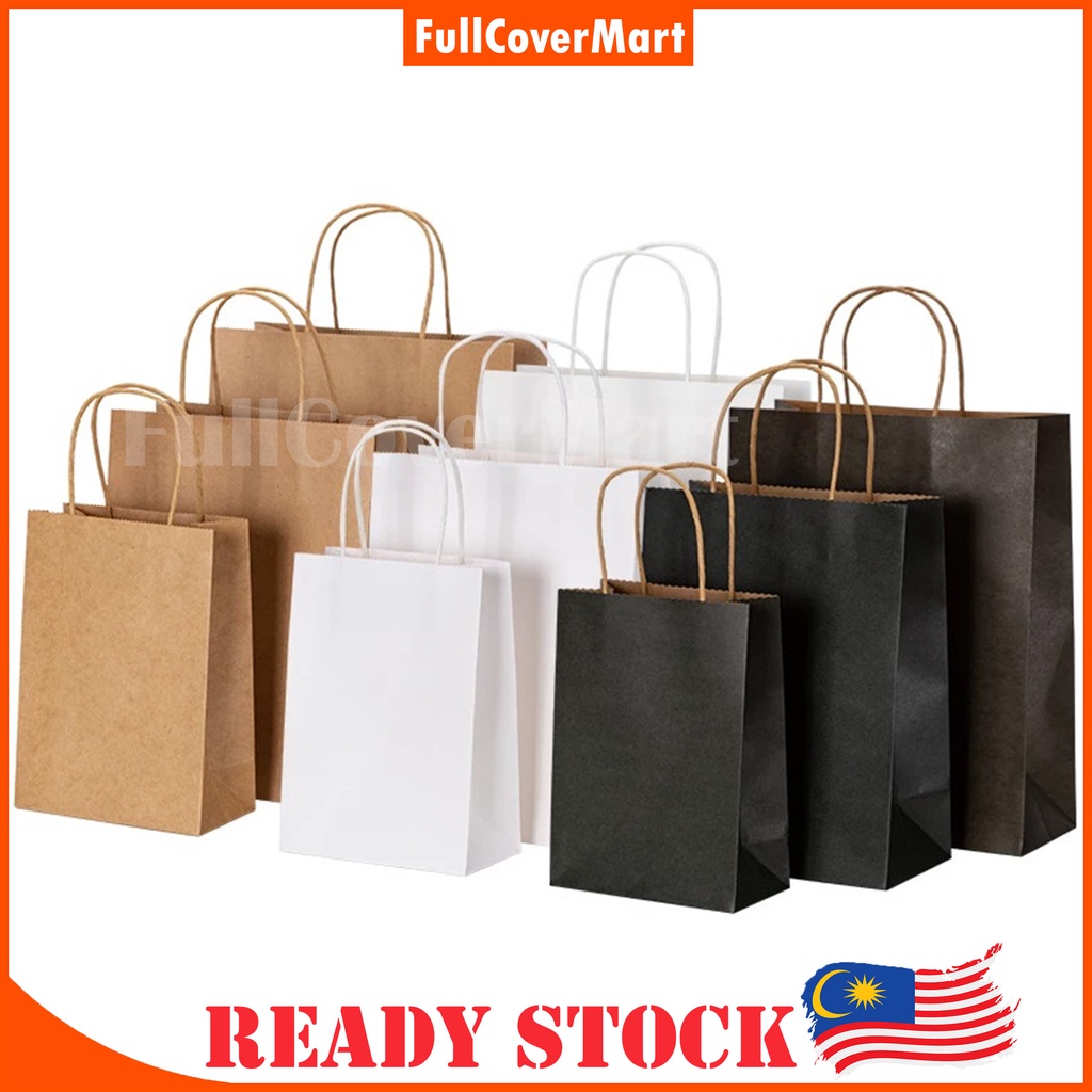 (STO43) Paper Bag Shopping Bag Gift Bag Retail Bag Colour Kraft Paper