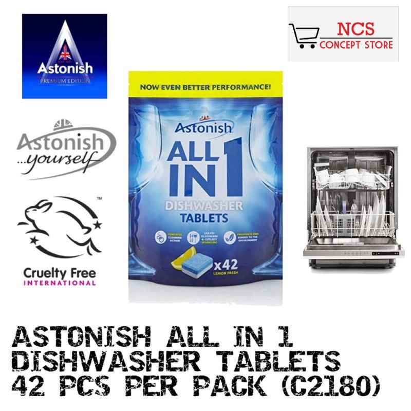🛒ASTONISH All in 1 Dishwasher Tablets x42 TABS C2180 Shopee Malaysia
