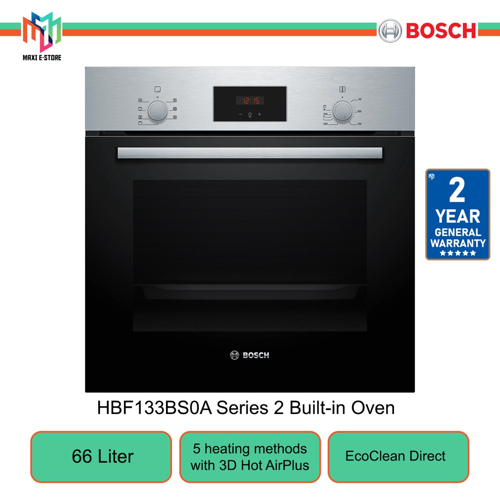 Bosch HBF133BS0A Series 2 Builtin Oven 66L Stainless Steel with