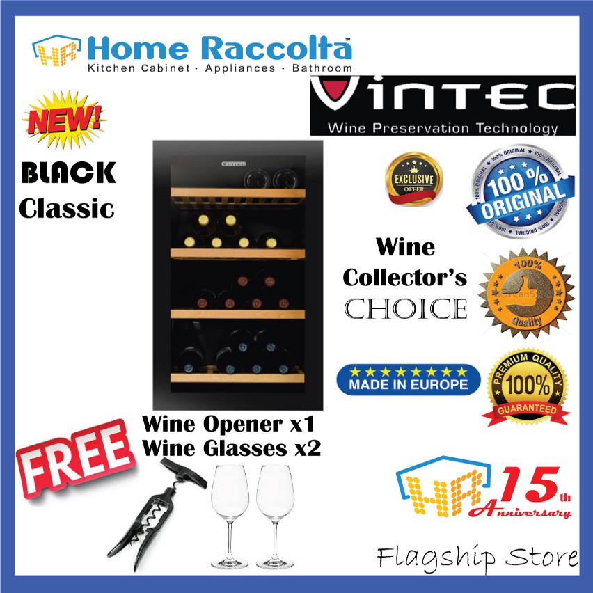 Vintec Wine Chiller VWS035SBAX VINTEC Wine V30SGMEBK Glass Door