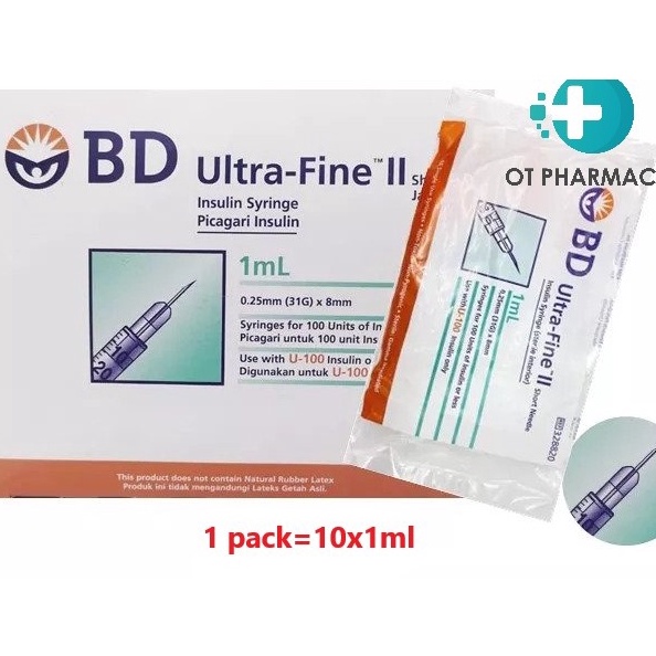 BD UltraFine II Insulin Syringe 1ml (31G) X 8mm Short Needles 10pcs/1