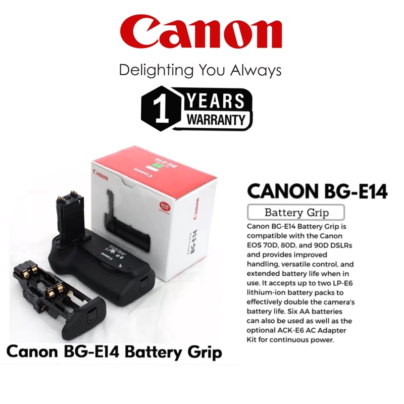 Canon original BGE14 Battery Grip for canon eos 70D 80D 90D (GUARANTEE