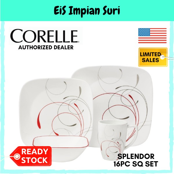 (Ready Stock!!) Corelle Splendor 16pc Square Dinnerware Set (1101053