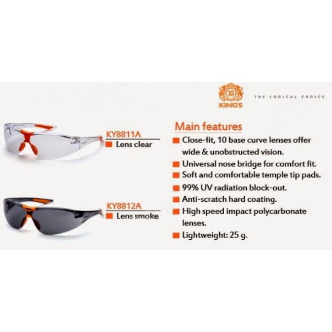 KING'S SAFETY GLASSES KY8811A & KY8812A Shopee Malaysia