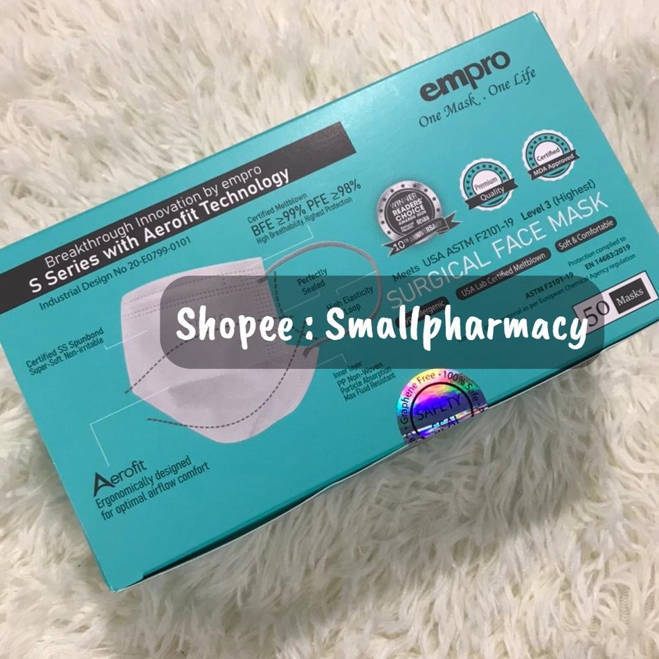 EMPRO S 3ply series Surgical Face Mask Box White 50s 102749 Pls add on