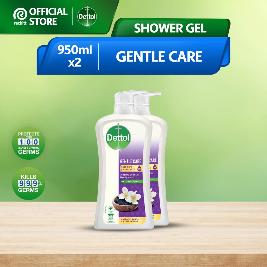 Dettol Shower Gel Body Wash Gentle Care 950ml x 2 (expiry 3rd Nov 2024
