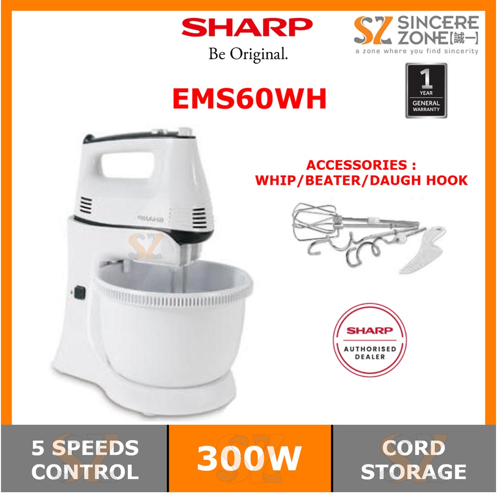 SHARP EMS60WH STAND MIXER 300W / 5SPEEDS CONTROL Shopee Malaysia