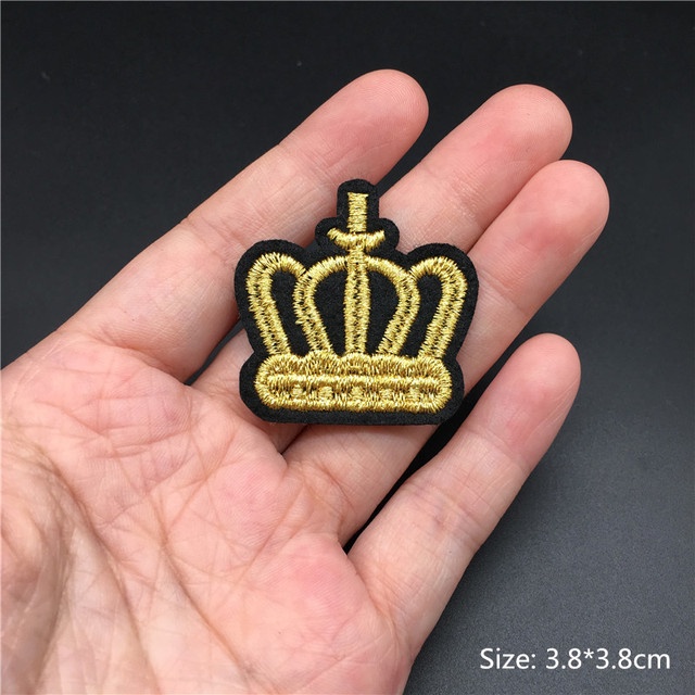 Crown US Army Badge Iron on Patches for Clothing Military Stickers on