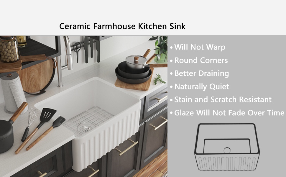 Farmhouse Sink White Farmhouse Kitchen Sink Apron Front Ceramic Single