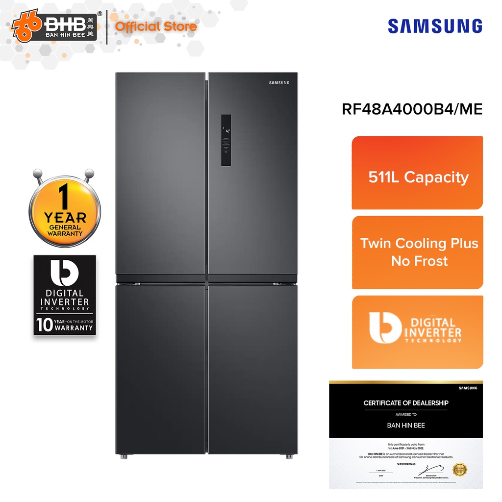 Samsung RF48A4000B4/ME French Door with Twin Cooling, 511L Digital