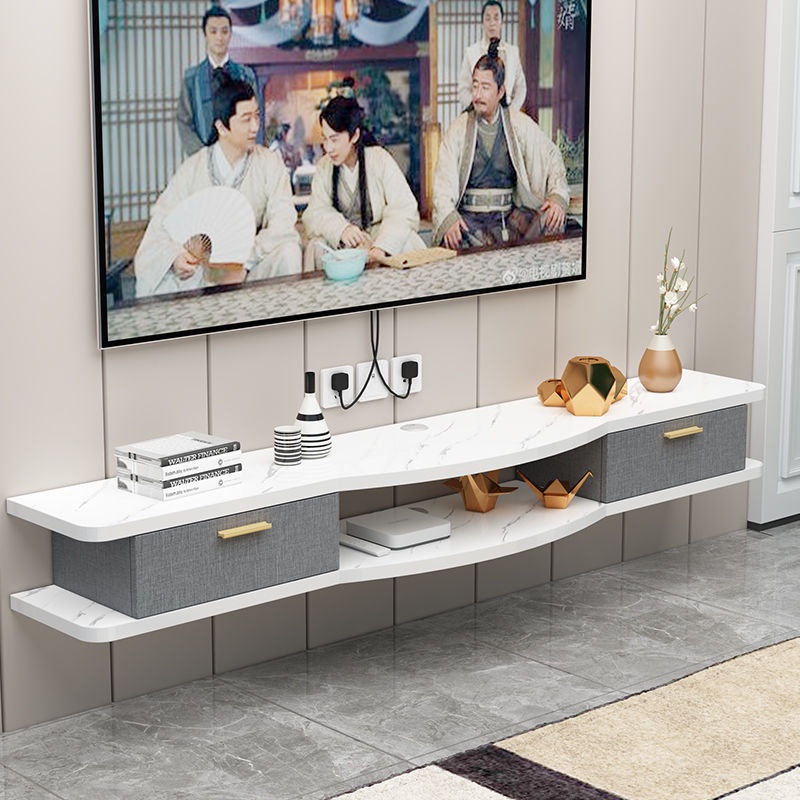 Nordic solid wood hanging TV modern minimalist wallmounted