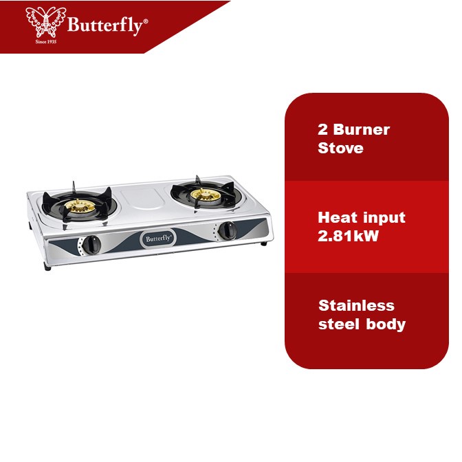 Butterfly Stainless Steel Double Gas Stove BGC628 Shopee Malaysia