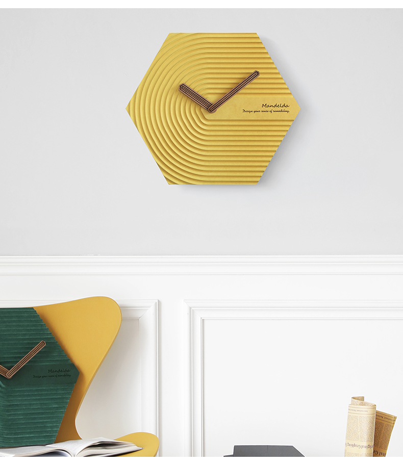 Nordic Luxury Large Wall Clock Wall Home Decor Creative Silent Yellow
