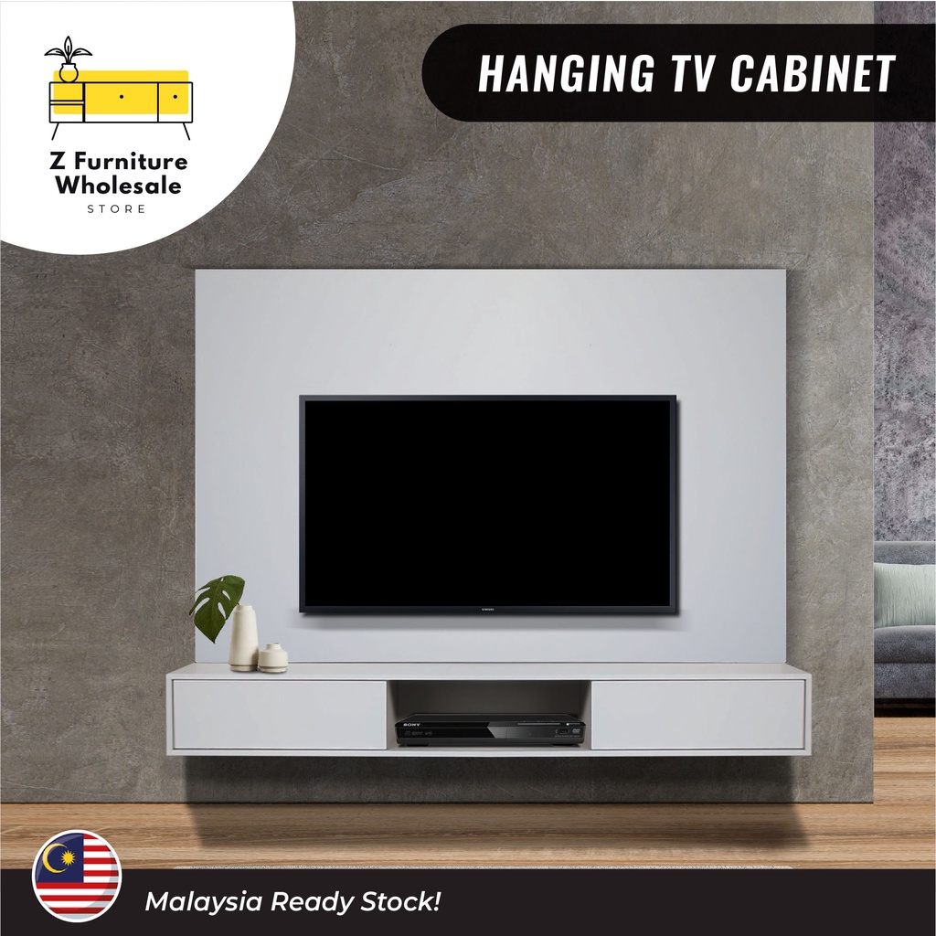 White Modern Wall Mount Hanging 6ft TV / TV Gantung 6