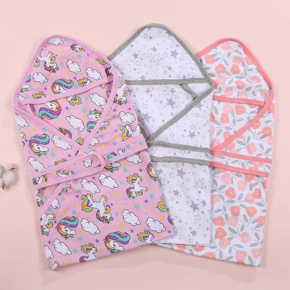 newborn hooded blanket baby swaddle cotton swaddle hoodie receiving
