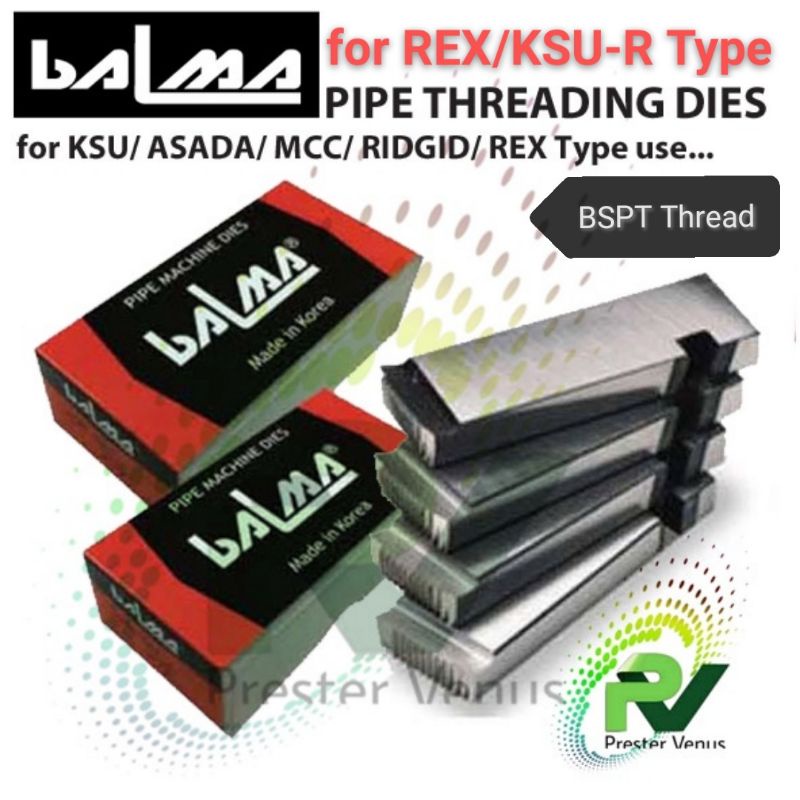 REX / KSU / MCC / RIDGID / ASADA PIPE THREADING DIES SET H.S.S / BSPT