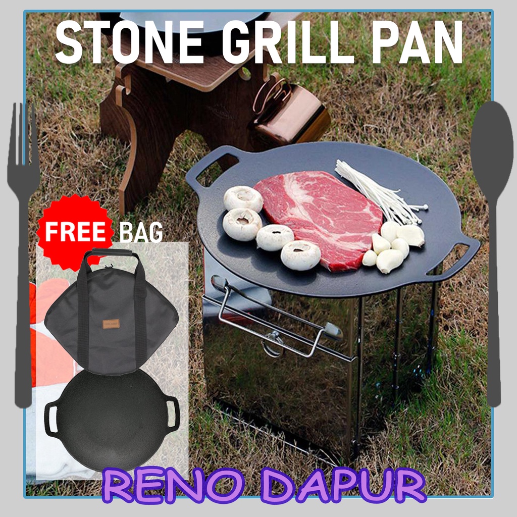Iron Casting Grill Pan Mini Grill Griddle Pan Camping Stove Wok Flat