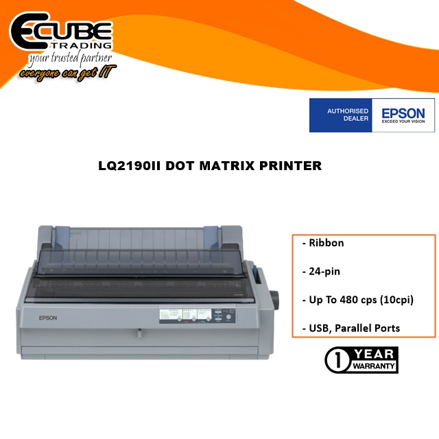 EPSON LQ2190II DOT MATRIX PRINTER (24pin, up to 480 cps (10cpi), 1+5