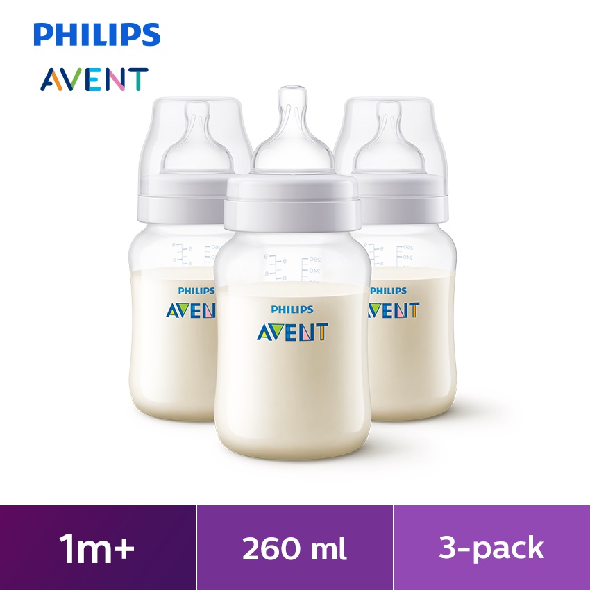 Philips Avent AntiColic Baby Bottle 1m+ (9oz/260ml x 3 bottles) SCF813