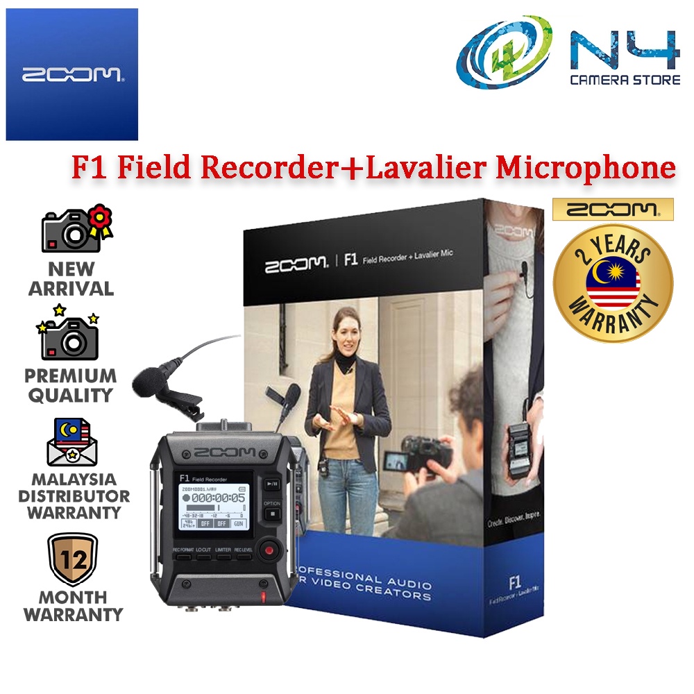 Zoom F1LP Field Recorder Lavalier Mic [Original Zoom Warranty