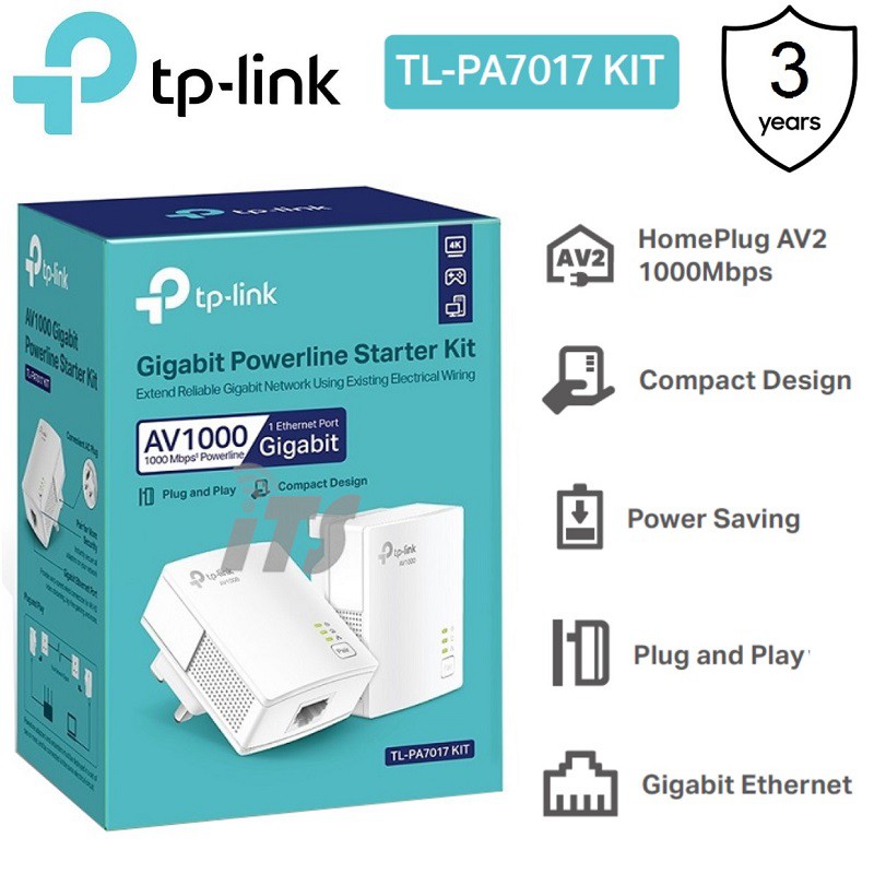 TPLink AV1000 Gigabit Powerline Starter Kit (TLPA7017 KIT) Shopee