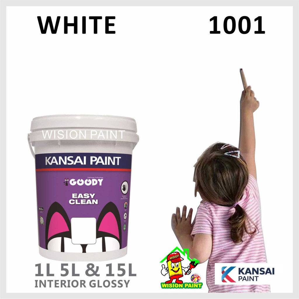 WHITE 1001 ( 15L ) KANSAI PAINT EASY CLEAN GOODY MID SHEEN FINISH