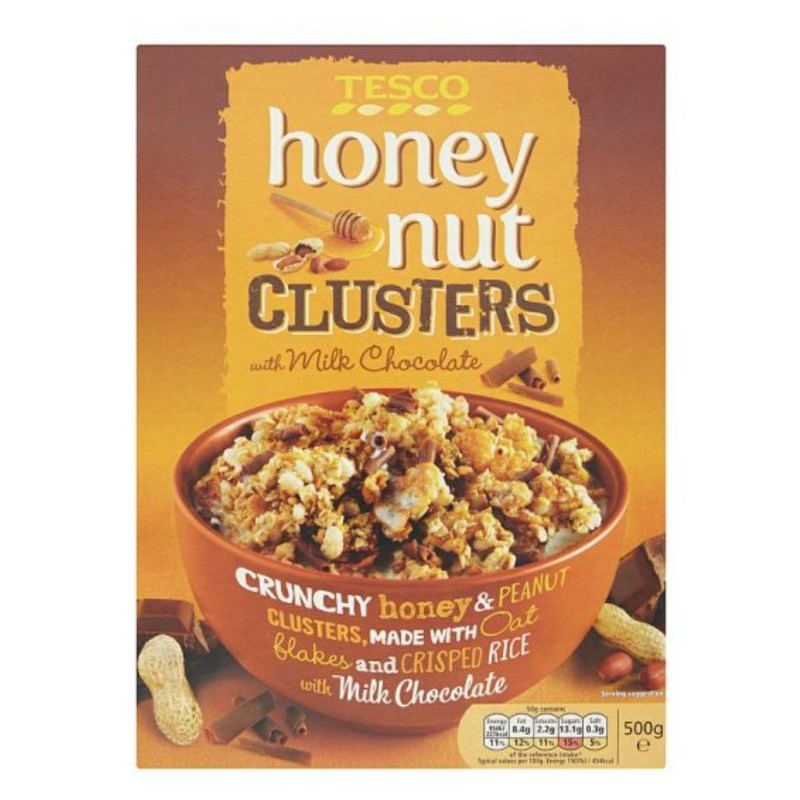 Tesco Honey Nut Clusters with Milk Chocolate 500g Shopee Malaysia