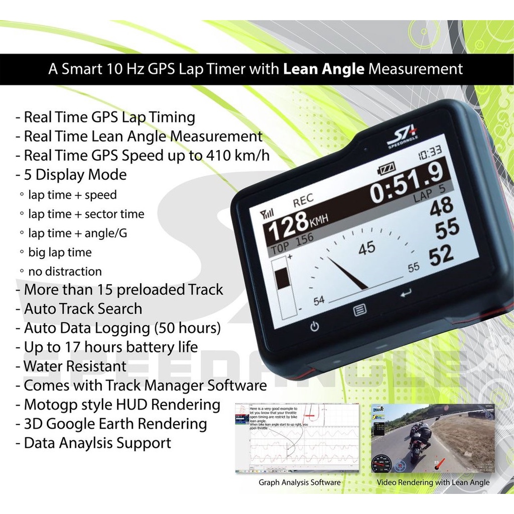 Speedangle Motorcycle Apex GPS Lap Timer (Data logger with lean angle