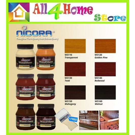 NICORA Woodsheen 320ml *Water Based Varnish Wood Paint *Wood Painting