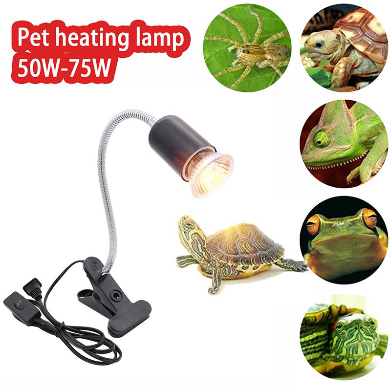 Pet 50/75W Reptile Lamp with Clipon 220V Bulb Lamp Holder Turtle