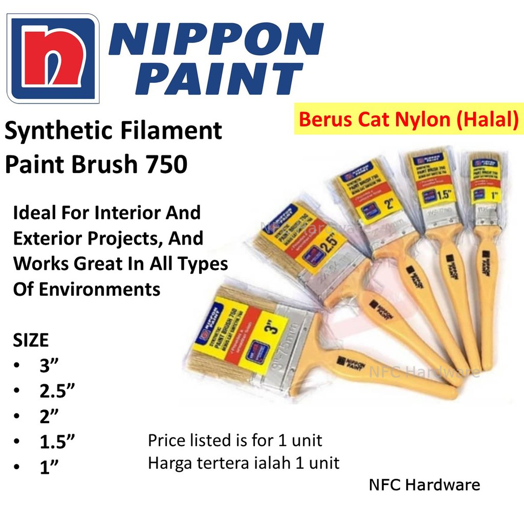 NIPPON PAINT Synthetic Filament Paint Brush 750 (Berus Cat Nylon