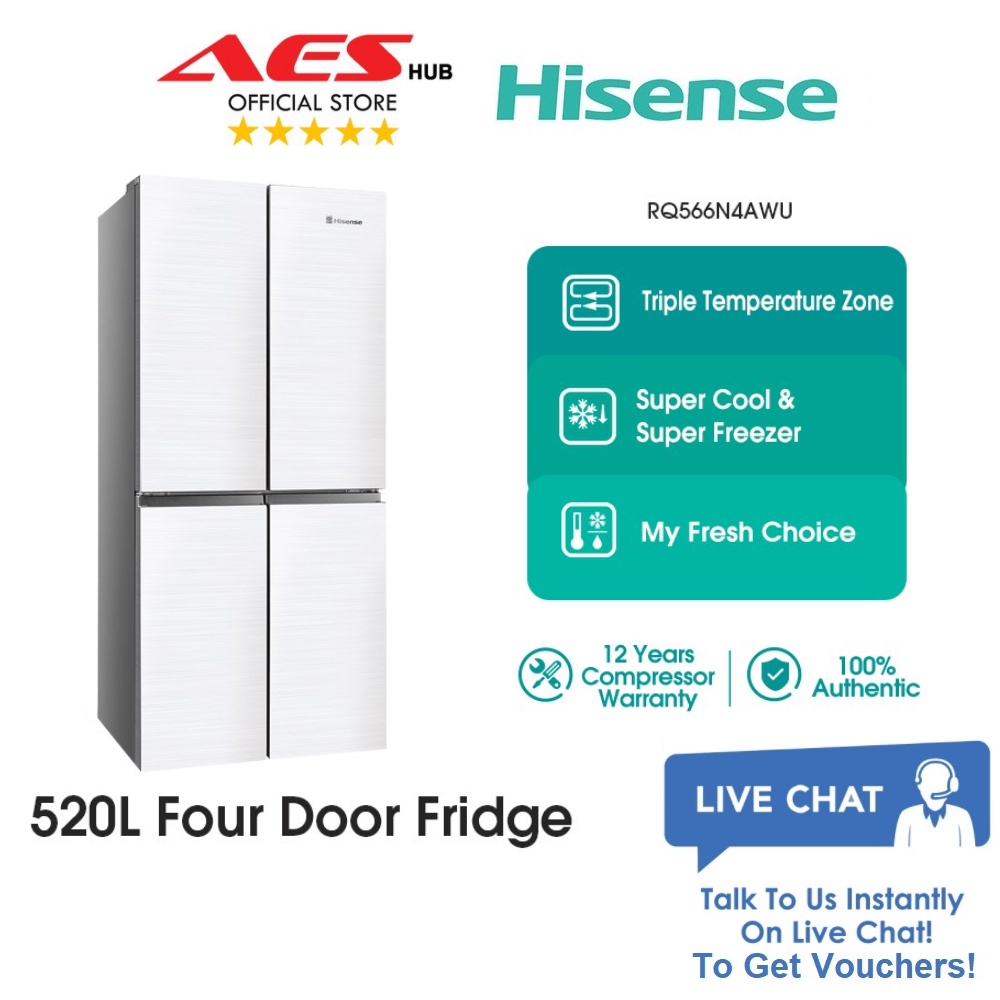 Hisense 520L Gross Refrigerator 4 Door Peti Ais Peti Sejuk 4 Pintu