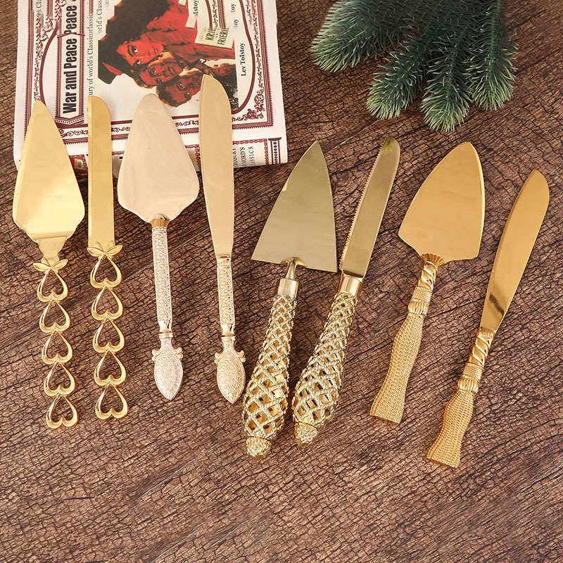 Gold Baking Shovel And Knife Set Hollow Handle Pizza Shovel Cake