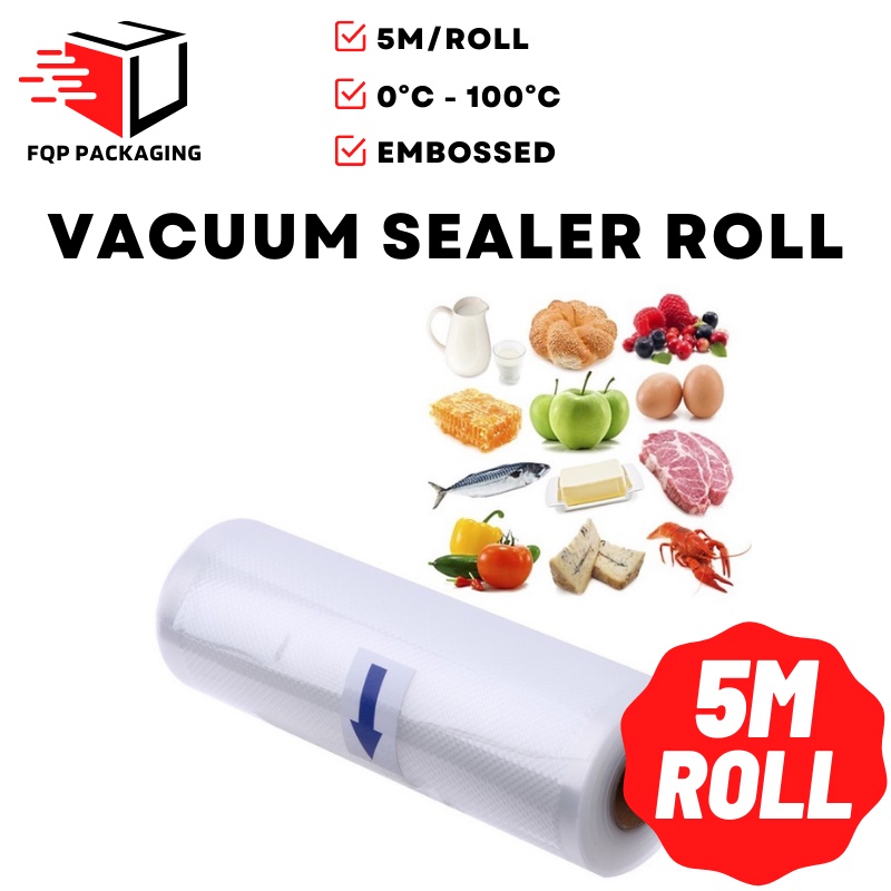 Food Vacuum Sealer Bag Roll [5Meter/500cm] Plastic Sealer Storage Roll