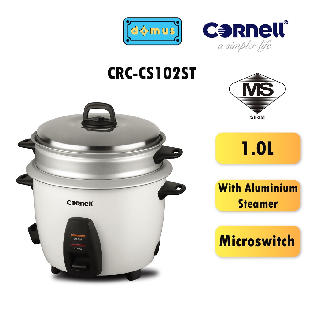 Cornell Conventional Rice Cooker with Steamer (1L) CRCCS102ST Shopee