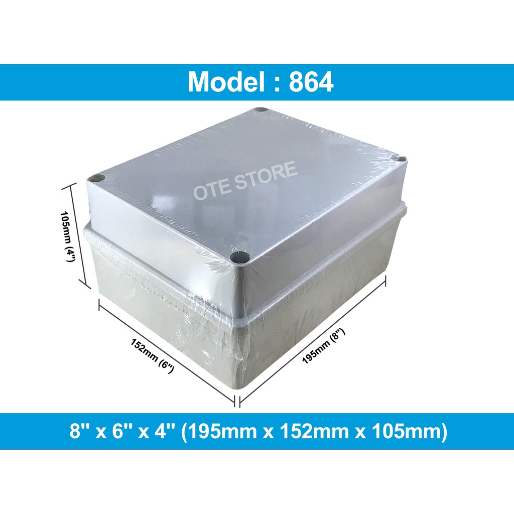 864 IP65 WEATHER PROOF PVC ENCLOSURE JUNCTION BOX (8 X 6 X 4 INCH) (195