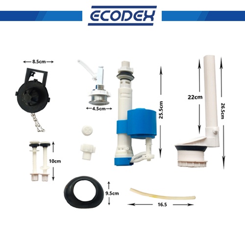 Ecodex FloatCup Fill Valve Vertical Tower Toilet Tank Fitting Push