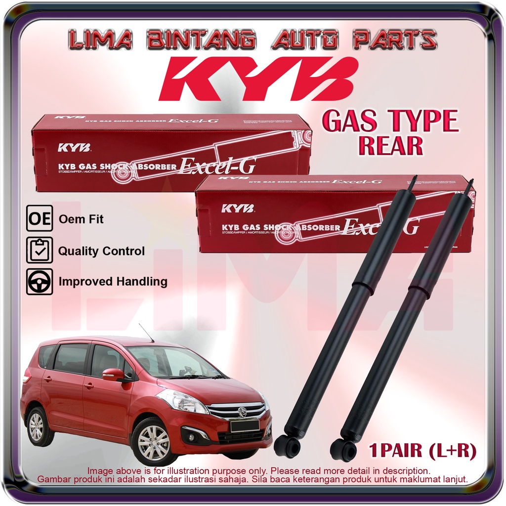 ( 1Pair ) Proton Ertiga Rear Shock Absorber Gas KAYABA KYB Shopee