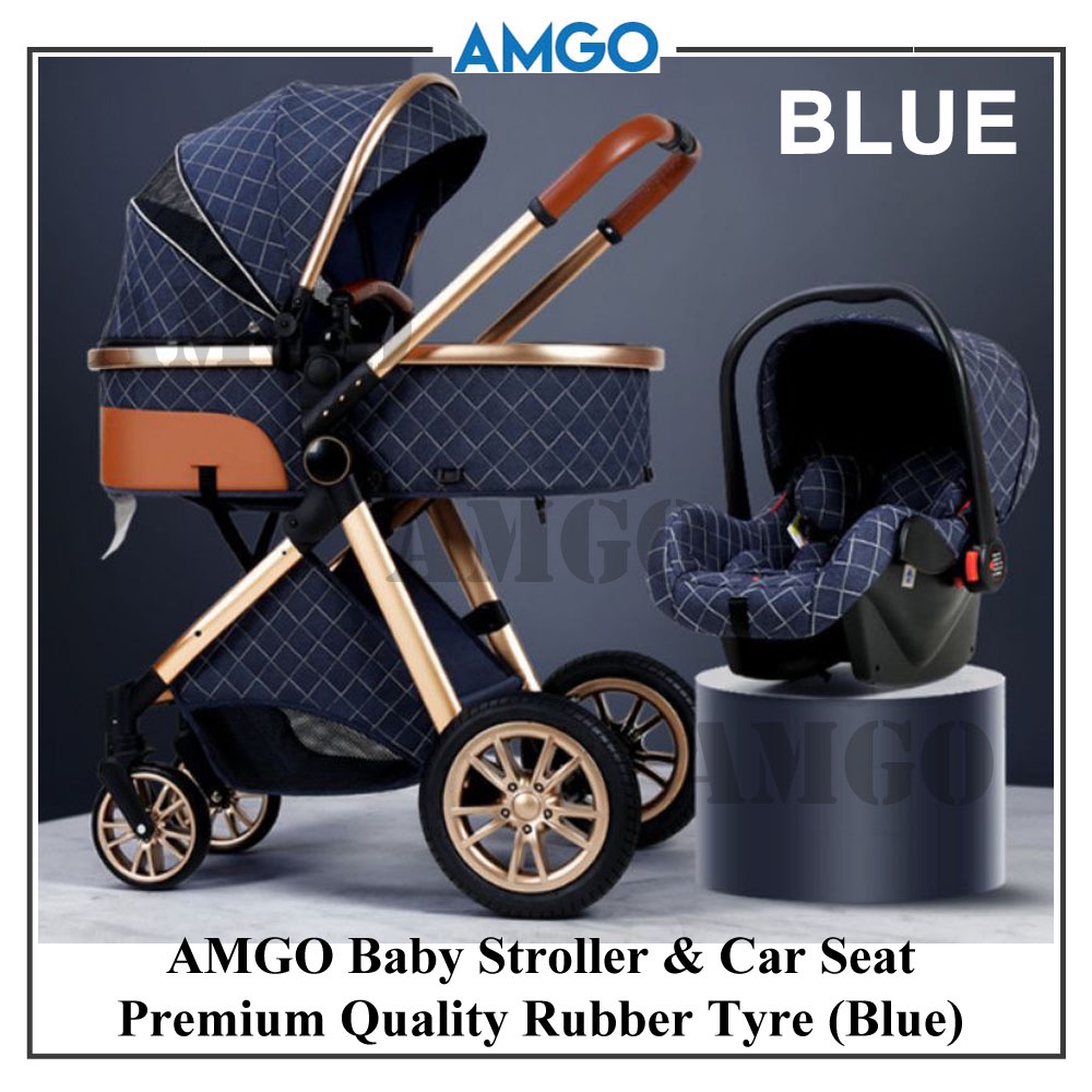 AMGO 🔥 Local Stock 🔥 Baby Stroller 3 In 1 Reclining Stroller Baby