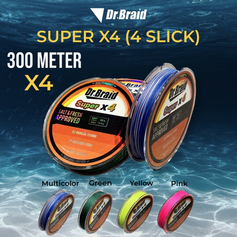 300m Dr.Braid Super x4 (4 slick)4lb 6lb 8lb 10lb 15lb 20lb 30lb 40lb
