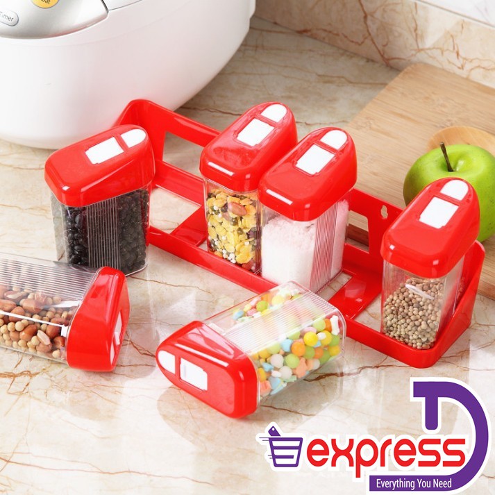 Kitchen D Style Spice Container Set (6 Pcs) Random Color Shopee