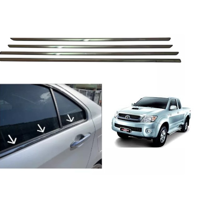 Toyota Hilux Vigo Door Window Trim Panel Door Moulding Chrome Cover
